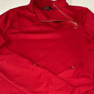 AmberNoon II SunSavy UPF50 Asymmetric Zip Pullover Top Claret Red Women's Medium